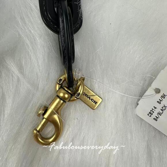 Coach Leather Covered Long Chain Strap In Black/Brass C8314 NWT - Picture 7 of 7